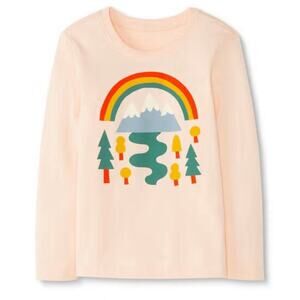 Hanna Andersson Long Sleeve Tee Shirt Girls Size 12 Graphic Rainbow Cotton Pink